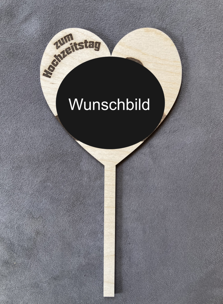 Holz Tortenstecker zur Hochzeit mit Wunschbild