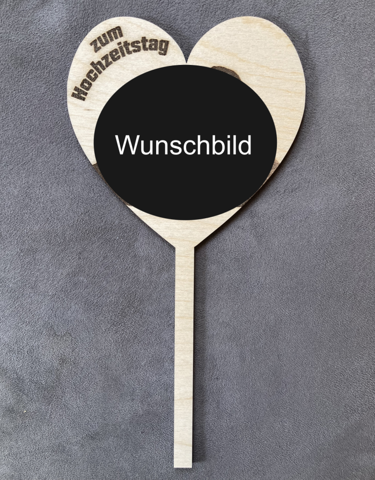 Holz Tortenstecker zur Hochzeit mit Wunschbild
