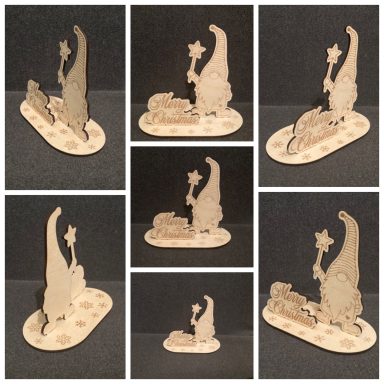 Sieben Bilder mit einem Wichtel und einem Stern in verschiedenen Ansichten.